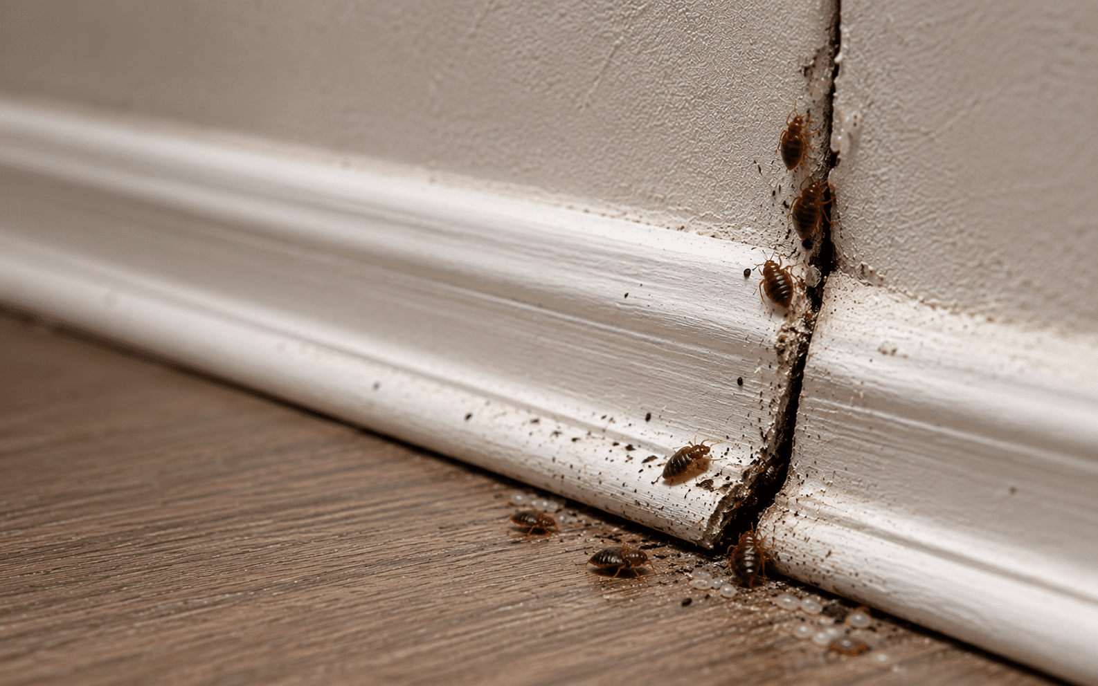 Bed bugs in carpet edges and skirting boards